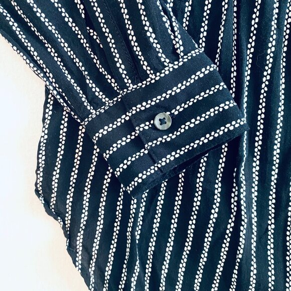 Anthropologie Maeve Calia black & white tunic top Womens 2 petite feminine flowy - Picture 9 of 13